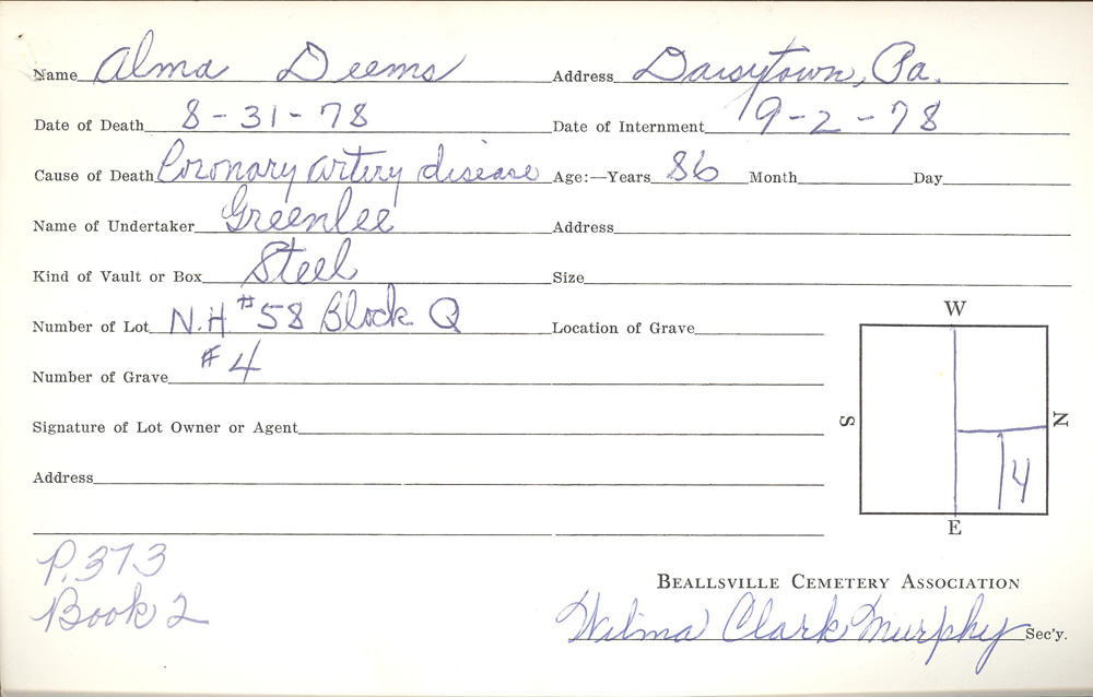 burial card